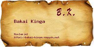 Bakai Kinga névjegykártya